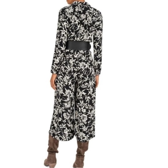 ba&sh Lonik Lady Jumpsuit Long Sleeve Floral Wide Leg Black Cream Womens 4 - Picture 3 of 13